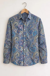 Men’s Blue Multicolor Paisley Printed Shirt