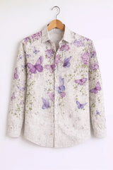 Men’s Off-White Butterfly Floral Print Casual Shirt