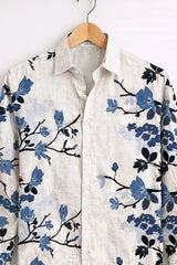 Men’s Off-White Blue Floral Print Casual Shirt