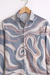 Men’s Pastel Abstract Pattern Casual Shirt