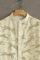 Leopard Printed Pattern Casual Mens Half Sleeves Shirt