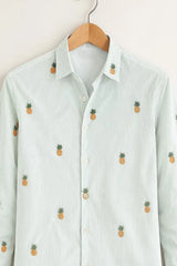 Men’s Tropical Pineapple Embroidered Full Sleeve Shirt