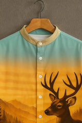 Deer Printed Pattern Casual Mens Shirt