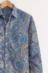 Men’s Blue Multicolor Paisley Printed Shirt