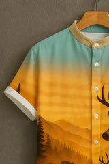 Deer Printed Pattern Casual Mens Shirt