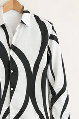 Men’s Monochrome Wave Print Stylish Shirt