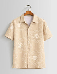 Cream Outline Mens Half Sleeves Shirts - XPST