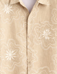 Cream Outline Mens Half Sleeves Shirts - XPST