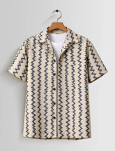 Vertical Zigzag Mens Half Sleeves Shirts - XPST