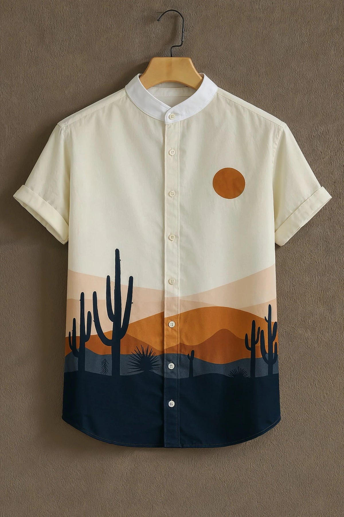 Desert Pattern Casual Mens Half Sleeves Shirt