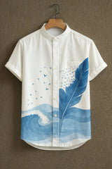 Ocean Printed Pattern Casual Mens Half Sleeves Shirt
