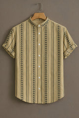 Vertical Pattern Casual Mens Half Sleeves Shirt
