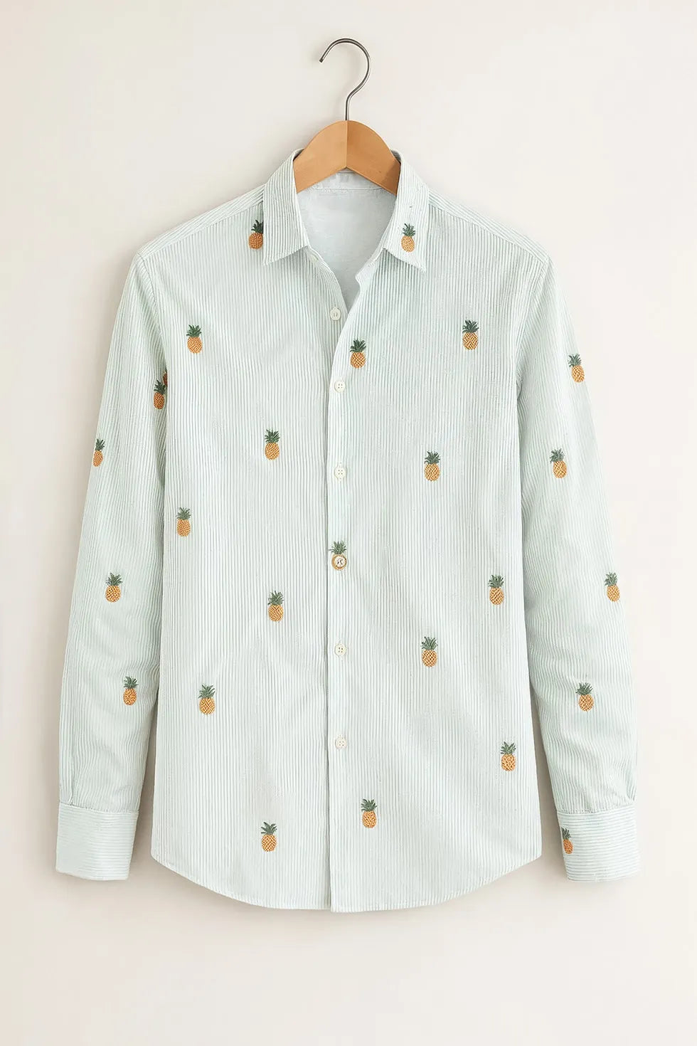 Men’s Tropical Pineapple Embroidered Full Sleeve Shirt