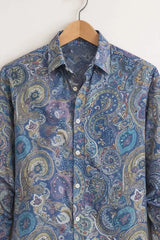 Men’s Blue Multicolor Paisley Printed Shirt