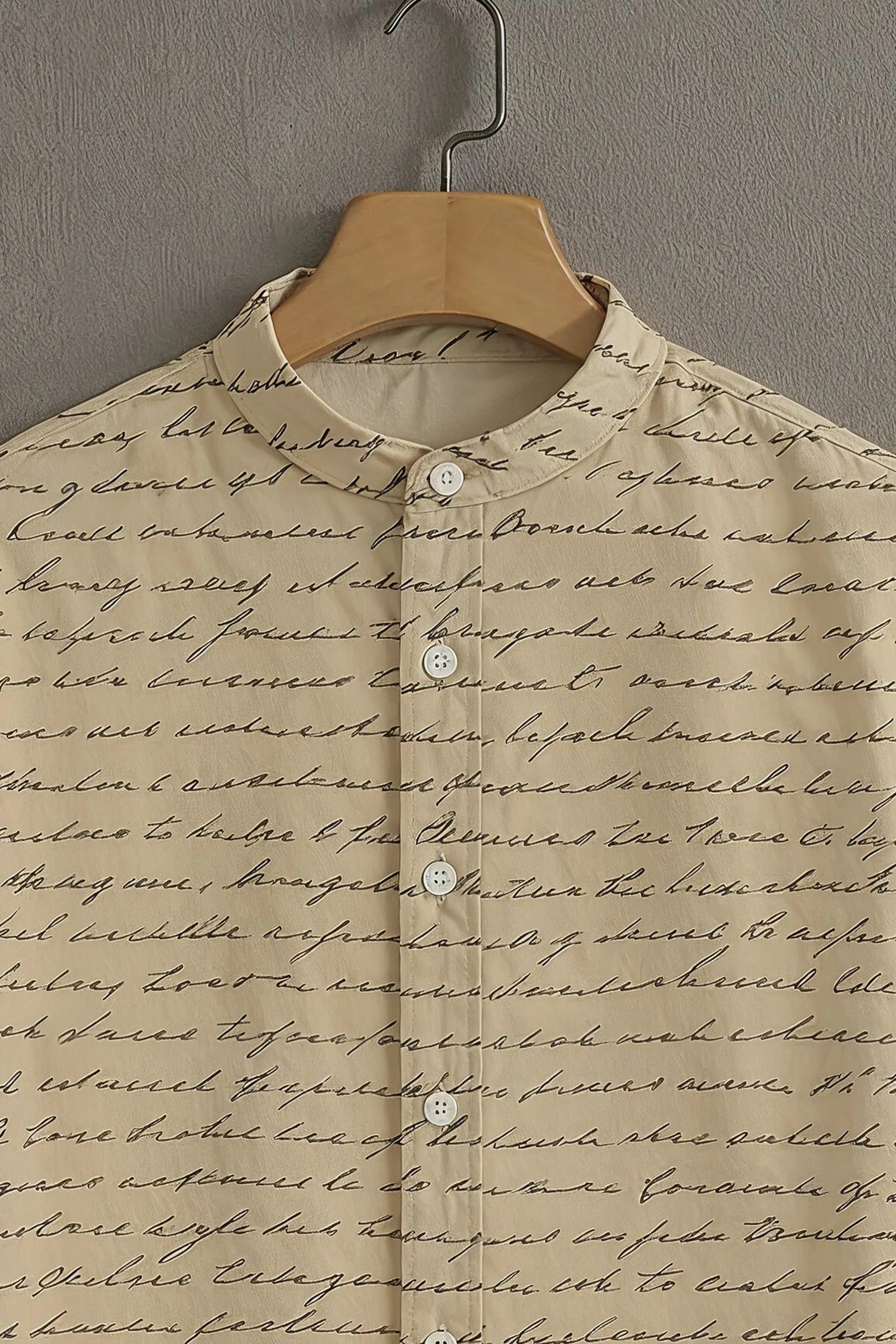 Hand Written Pattern Casual Mens Half Sleeves Shirt