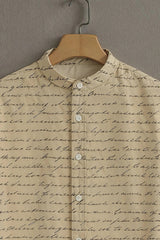 Hand Written Pattern Casual Mens Half Sleeves Shirt