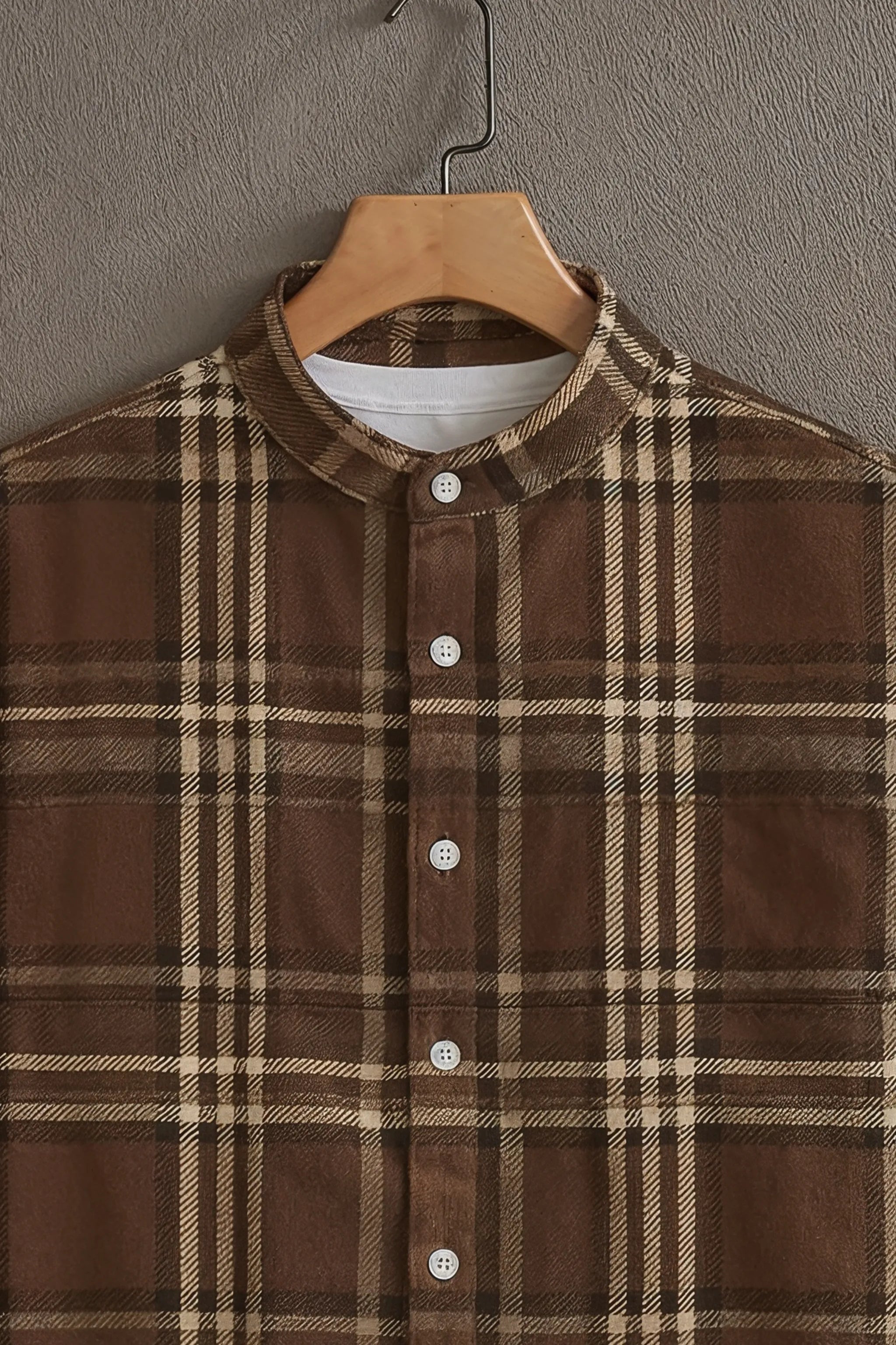 Men’s Coffee Brown Casual Half Sleeves Shirt with Checks