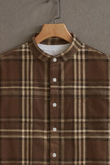 Men’s Coffee Brown Casual Half Sleeves Shirt with Checks