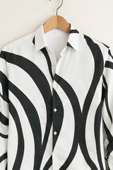 Men’s Monochrome Wave Print Stylish Shirt