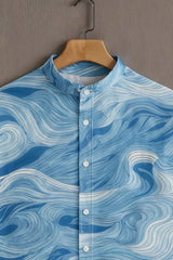 Oceanic Wave Pattern Casual Mens Shirt
