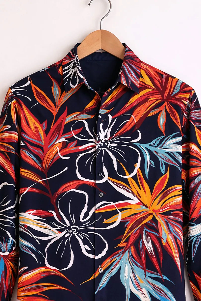Men’s Multicolor Tropical Bold Floral Printed Stylish Shirt