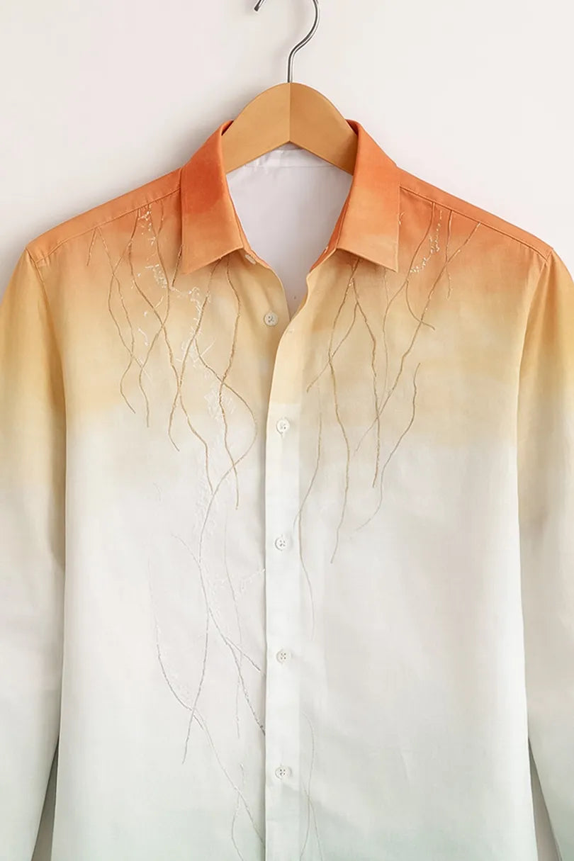 Men’s Peach Mint Ombre Designer Shirt