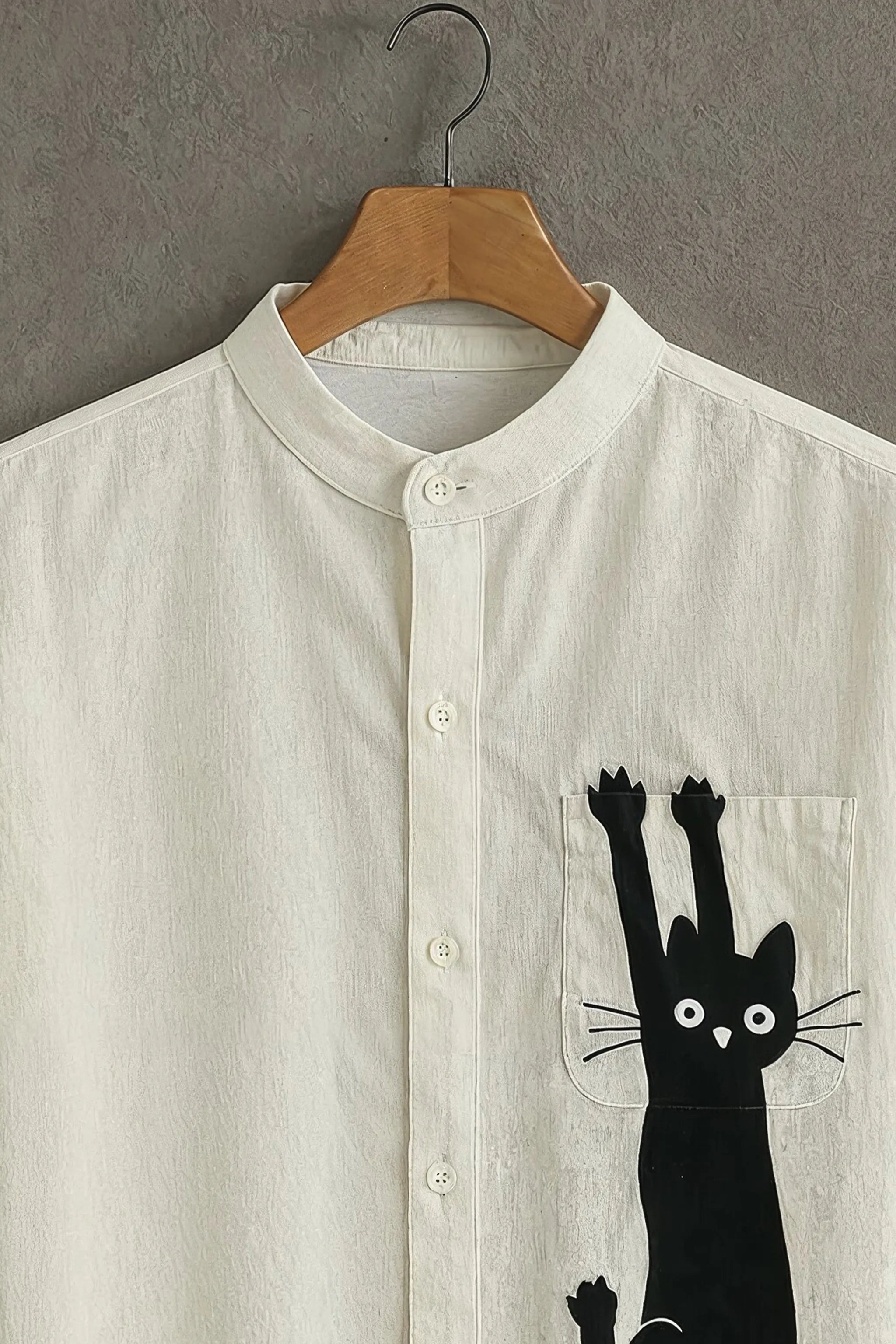Black Cat Printed Casual Mens Shirt