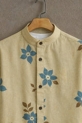 Blue Flower Pattern Casual Mens Shirt