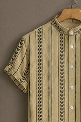 Vertical Pattern Casual Mens Half Sleeves Shirt