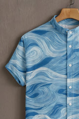 Oceanic Wave Pattern Casual Mens Shirt