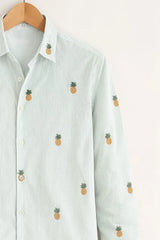 Men’s Tropical Pineapple Embroidered Full Sleeve Shirt