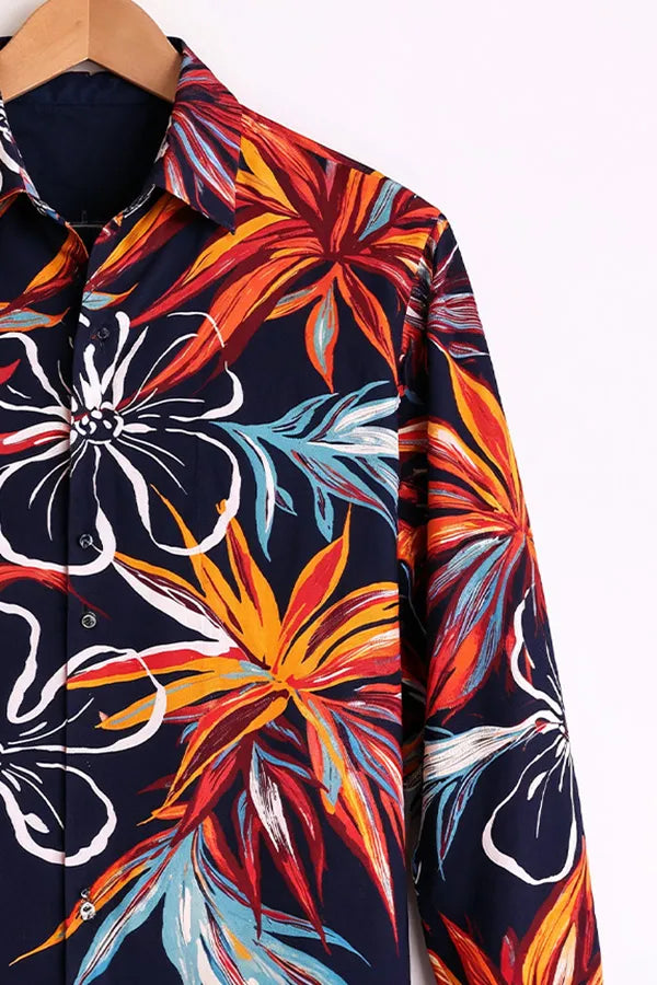 Men’s Multicolor Tropical Bold Floral Printed Stylish Shirt