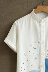 Ocean Printed Pattern Casual Mens Half Sleeves Shirt