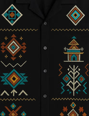Black Square Pattern Printed Mens Half Sleeves Shirts - XPST