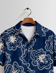 Blue Outline Mens Half Sleeves Shirts - XPST