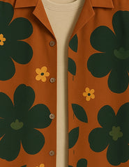 Brown Big Flower Printed Mens Half Sleeves Shirts - XPST