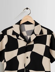 Chess Pattern Printed Mens Half Sleeves Shirts - XPST