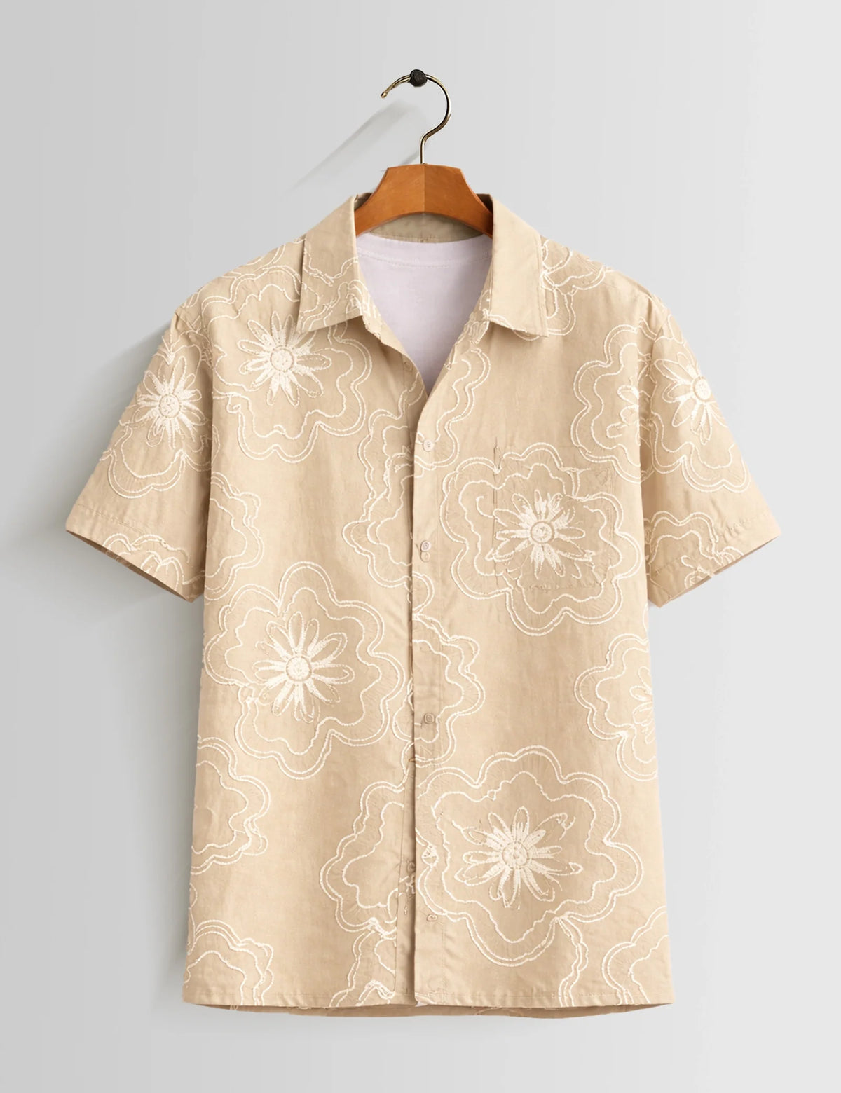 Cream Outline Mens Half Sleeves Shirts - XPST