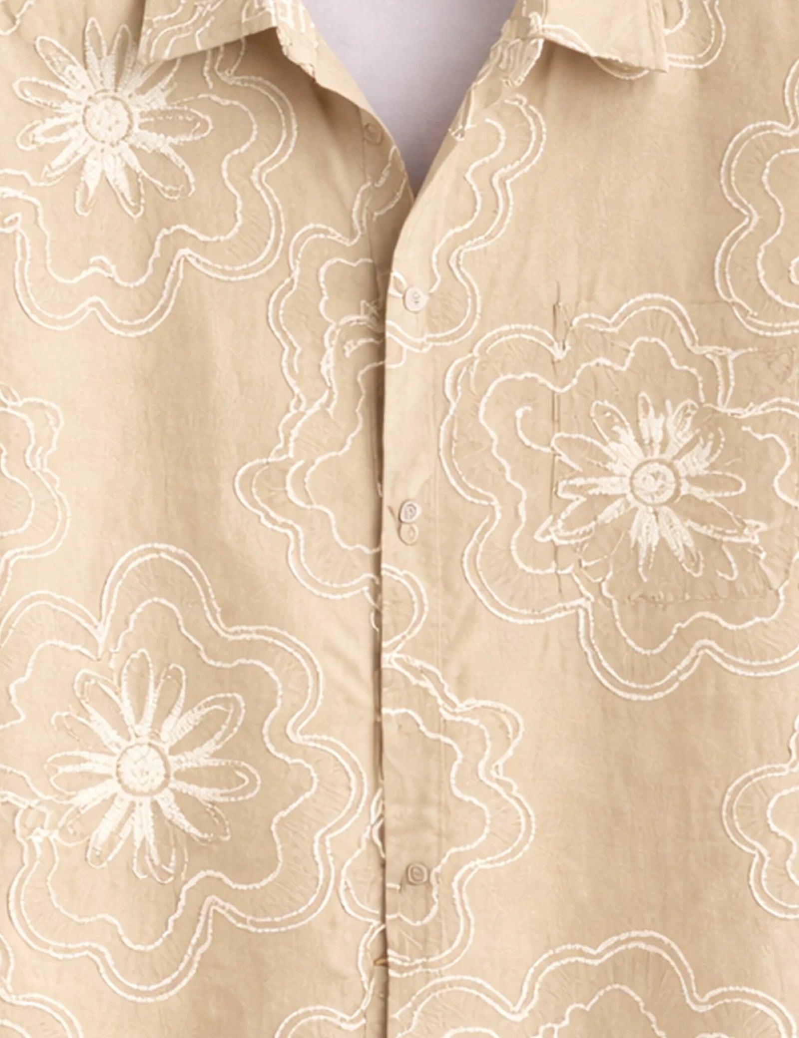 Cream Outline Mens Half Sleeves Shirts - XPST
