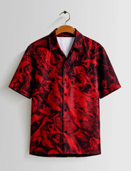 Maroon Fire Mens Half Sleeves Shirts - XPST
