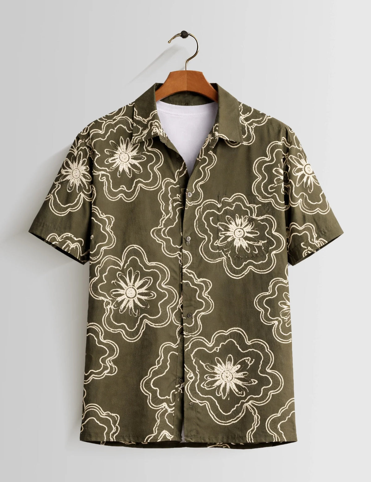 Outline Flower Mens Half Sleeves Shirts - XPST
