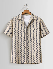 Vertical Zigzag Mens Half Sleeves Shirts - XPST